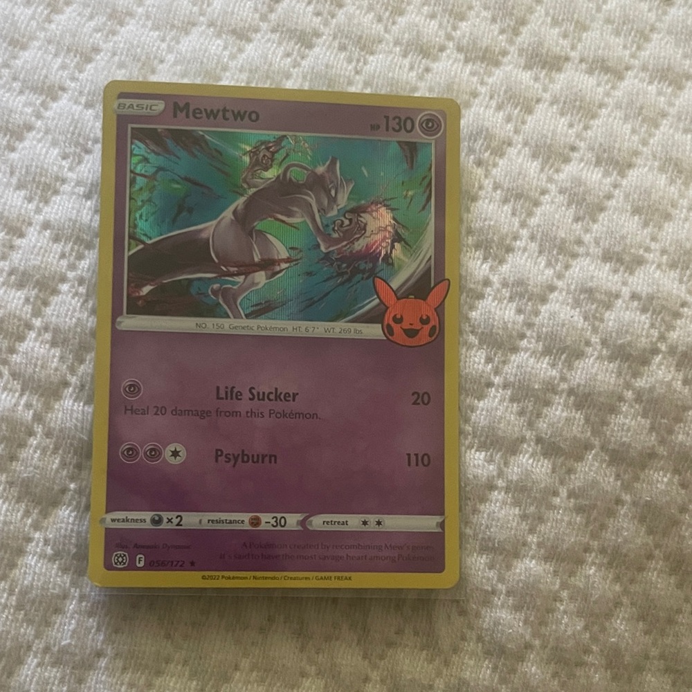Pokemon Mewtwo Trading Card - Purple and Red